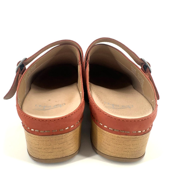 Dansko Womens Berry Cinnamon Nubuck Burnished Leather Clogs Size 40/US 9.5 Retro - Picture 6 of 11